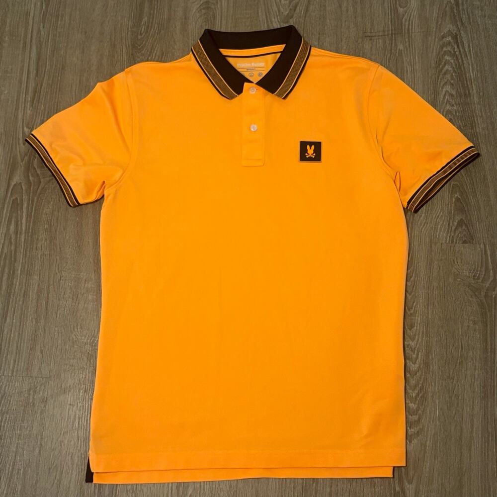 Psycho Bunny Sport Polo Shirt Men’s Medium Orange Performance Golf Logo Peru - Picture 10 of 11
